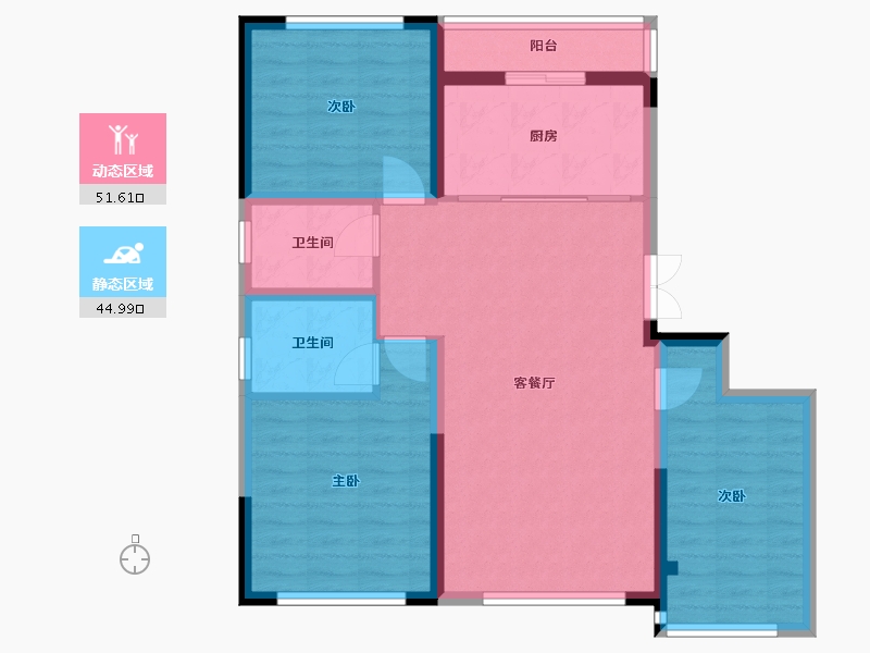 内蒙古自治区-赤峰市-嘉禾新城-92.46-户型库-动静分区