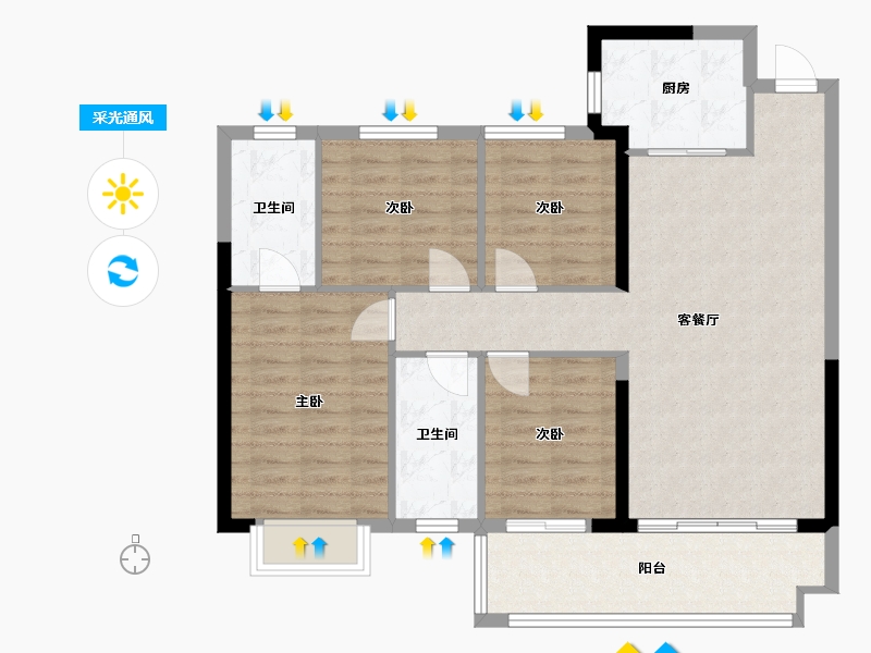 福建省-泉州市-源昌银河新城-100.51-户型库-采光通风