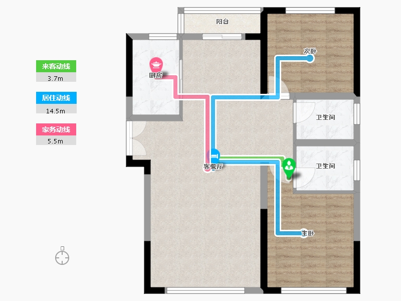 内蒙古自治区-赤峰市-嘉禾新城-86.44-户型库-动静线