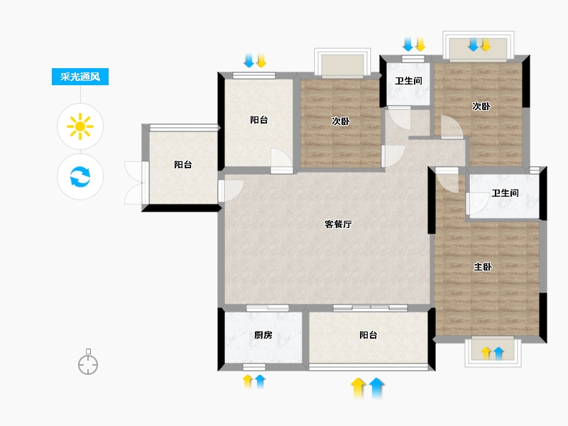 广西壮族自治区-贵港市-香格里拉-107.17-户型库-采光通风