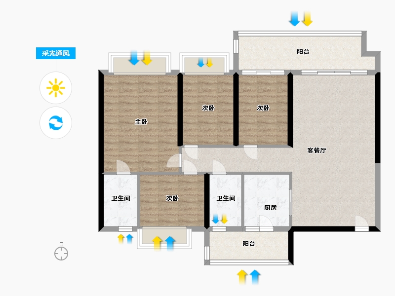 广东省-中山市-锦绣国际花城-108.00-户型库-采光通风