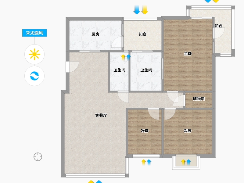 四川省-成都市-幸福枫景-102.58-户型库-采光通风