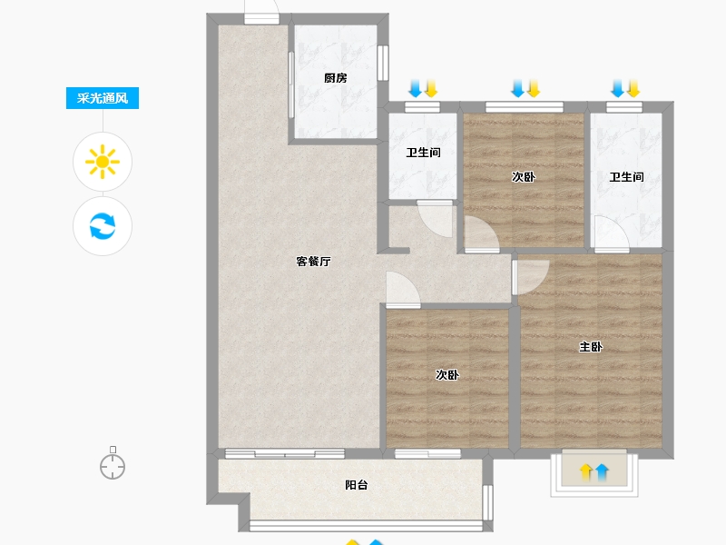 福建省-泉州市-源昌雅乐居-92.30-户型库-采光通风