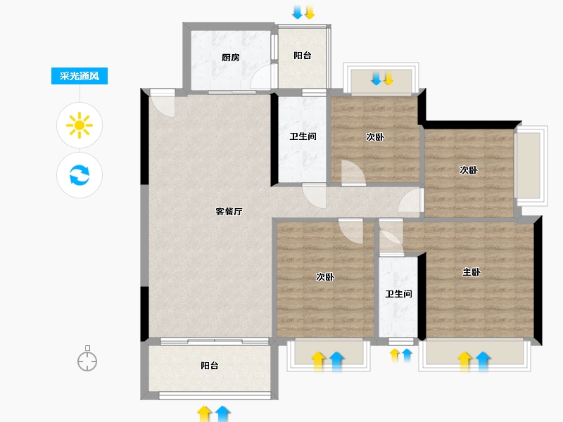 广东省-清远市-震海名居-102.00-户型库-采光通风