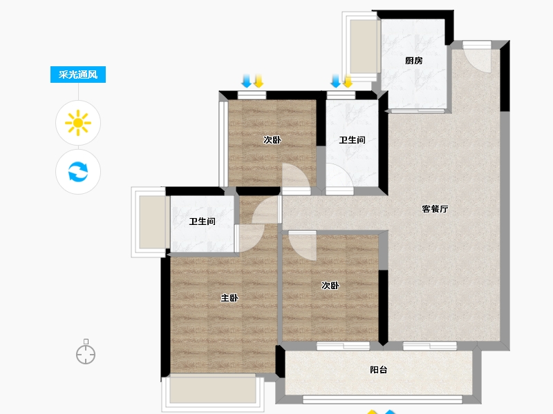 广东省-清远市-江湾花园-76.00-户型库-采光通风