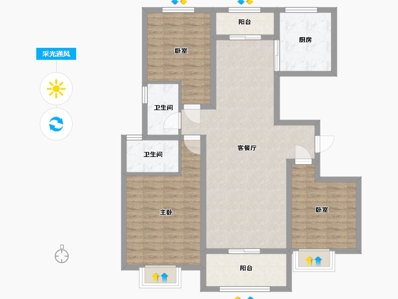 河南省-驻马店市-上蔡建业公园里-108.00-户型库-采光通风