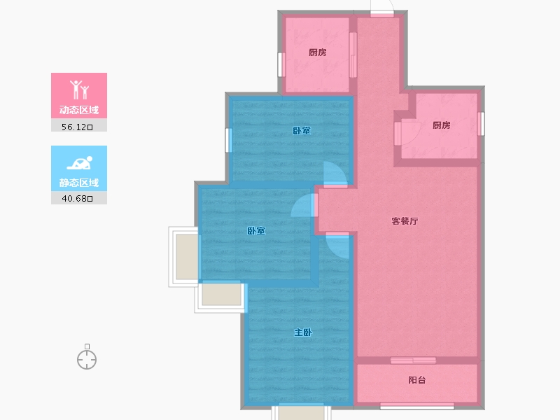 甘肃省-兰州市-长城嘉峪苑-88.89-户型库-动静分区