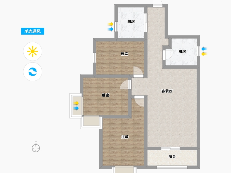 甘肃省-兰州市-长城嘉峪苑-88.89-户型库-采光通风