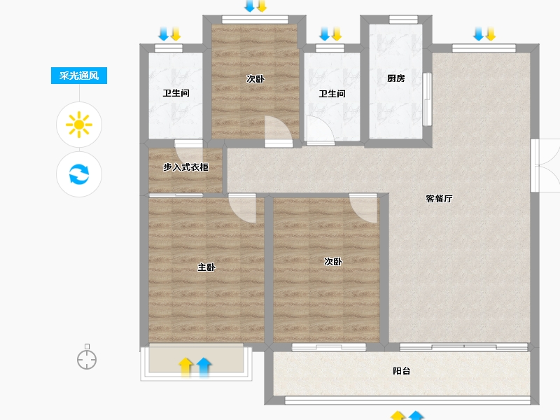 山西省-运城市-天鹅湾悦府-111.20-户型库-采光通风