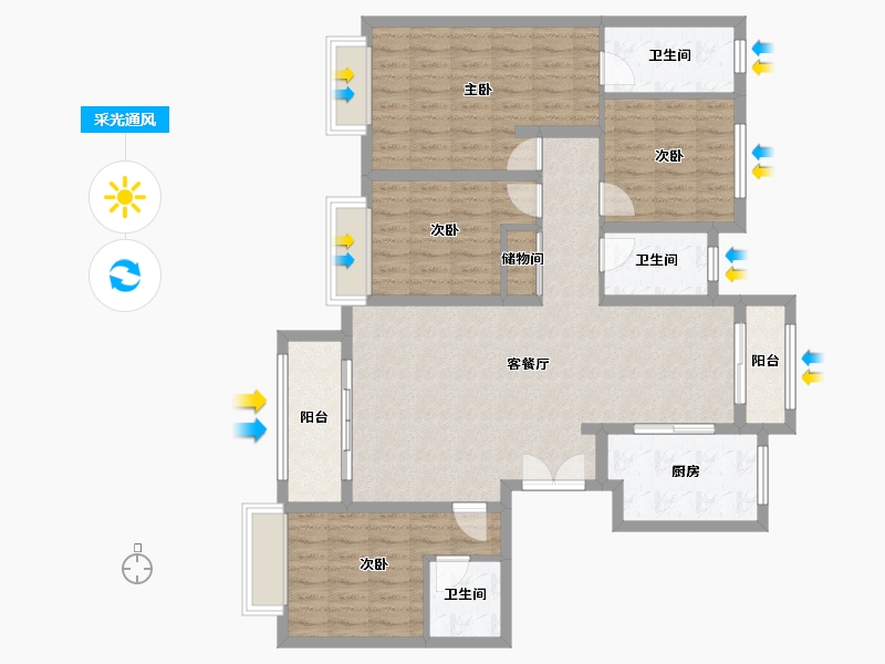 河北省-衡水市-红星天铂-132.80-户型库-采光通风