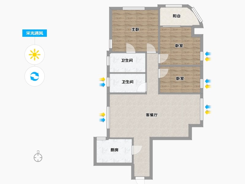 广东省-广州市-百事佳花园万景楼-93.00-户型库-采光通风