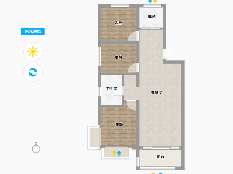 山西省-晋中市-当代上品府-90.40-户型库-采光通风