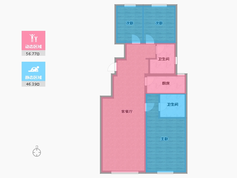 北京-北京市-首开华润家园-88.80-户型库-动静分区