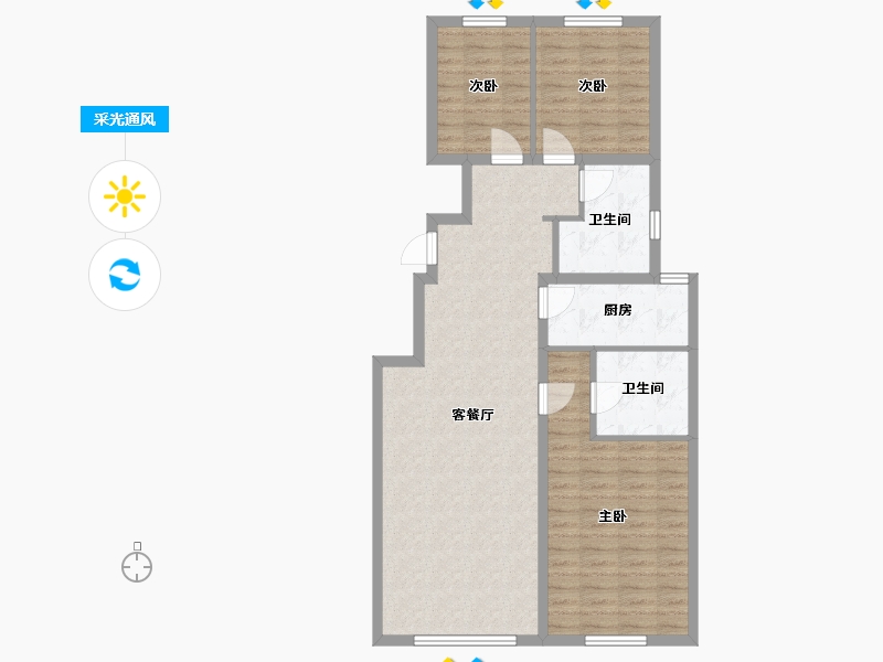 北京-北京市-首开华润家园-88.80-户型库-采光通风