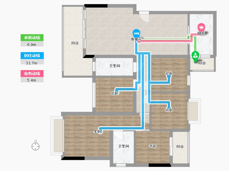 广西壮族自治区-贺州市-幸福里-119.00-户型库-动静线