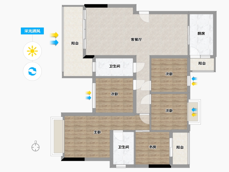 广西壮族自治区-贺州市-幸福里-119.00-户型库-采光通风