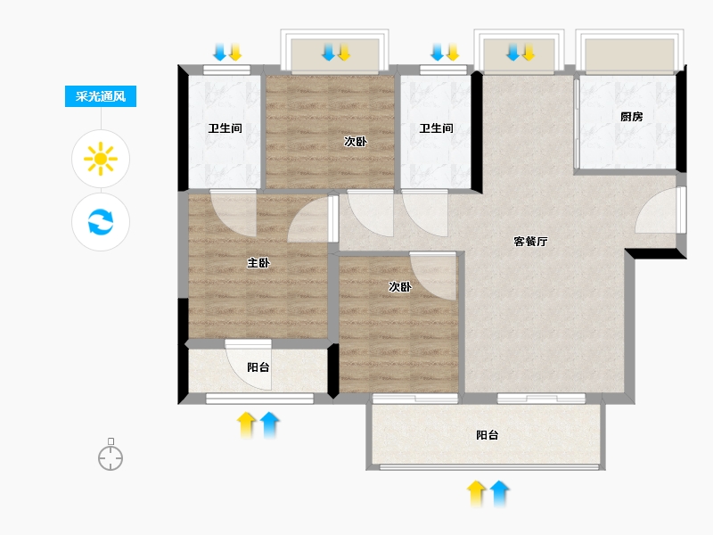 福建省-宁德市-云玺-86.00-户型库-采光通风