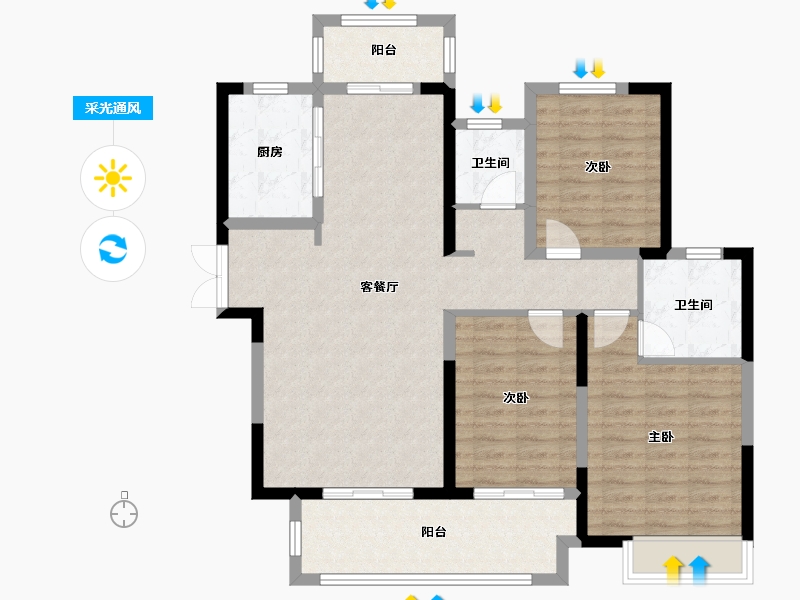 河南省-许昌市-建业桂园-104.00-户型库-采光通风