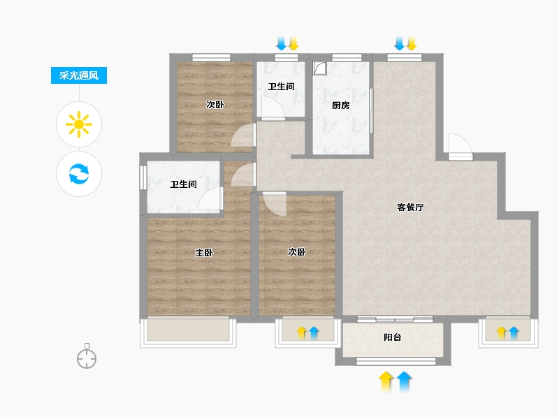 天津-天津市-海晶院境-104.14-户型库-采光通风