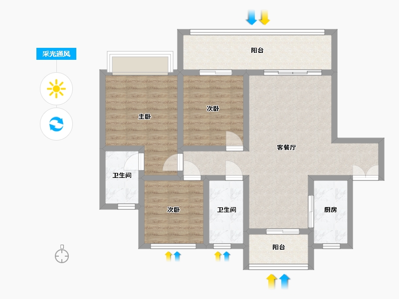 陕西省-渭南市-香语城-96.72-户型库-采光通风