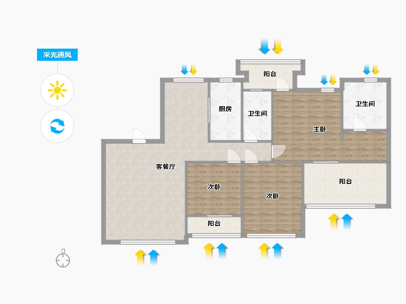 贵州省-贵阳市-恒大金阳新世界-125.00-户型库-采光通风