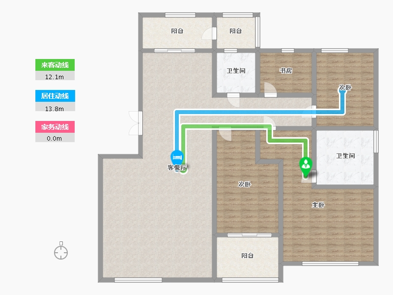 内蒙古自治区-鄂尔多斯市-东方御景-2区-177.27-户型库-动静线