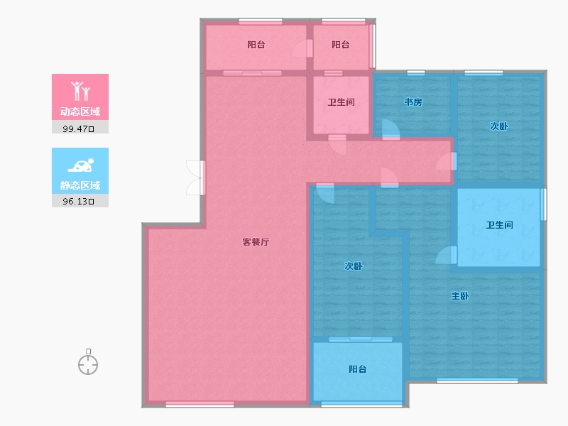 内蒙古自治区-鄂尔多斯市-东方御景-2区-177.27-户型库-动静分区