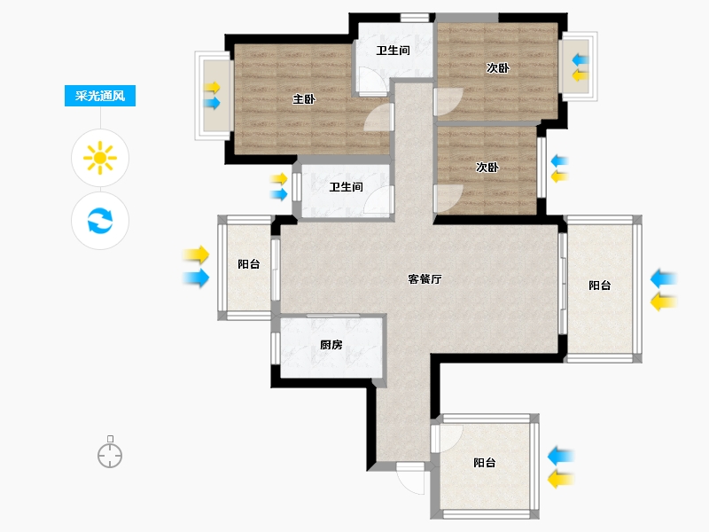 广西壮族自治区-南宁市-锦樾府-88.80-户型库-采光通风