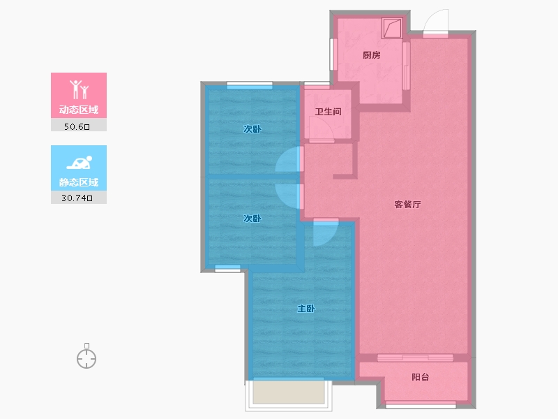 陕西省-西安市-天地源君樾坊-81.60-户型库-动静分区