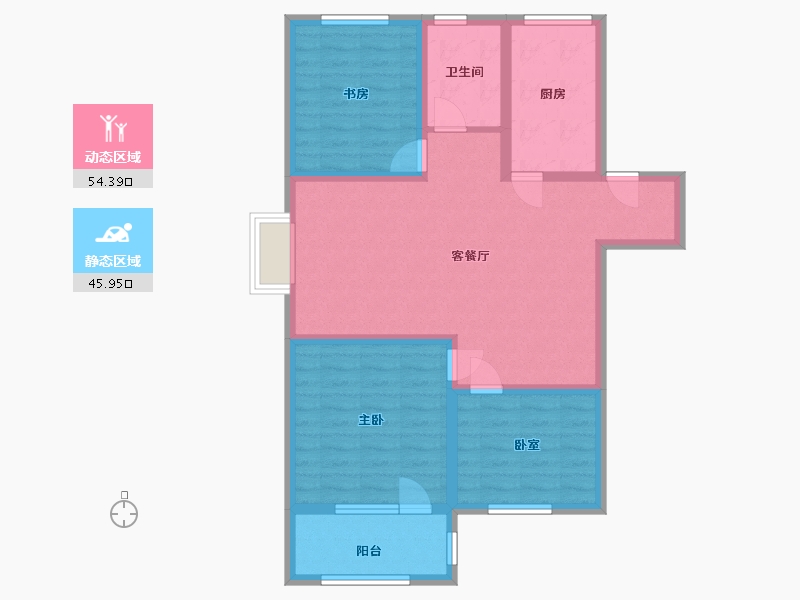 山东省-威海市-威高七彩城云山郡-89.44-户型库-动静分区