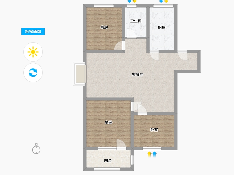 山东省-威海市-威高七彩城云山郡-89.44-户型库-采光通风