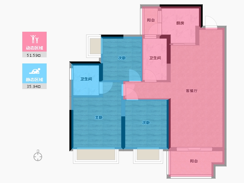 四川省-德阳市-吾悦华府-85.60-户型库-动静分区