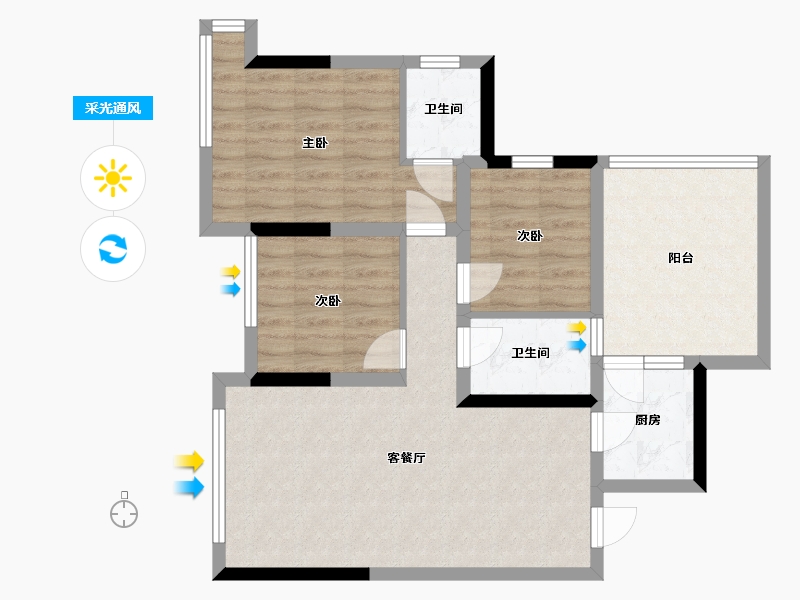 四川省-眉山市-观澜城邦-88.25-户型库-采光通风