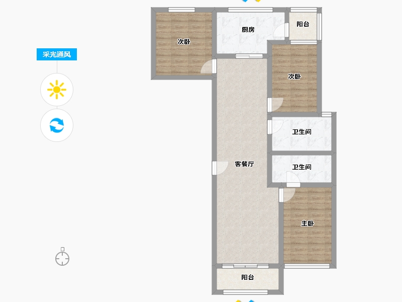 河北省-沧州市-锦秀庄园-120.00-户型库-采光通风