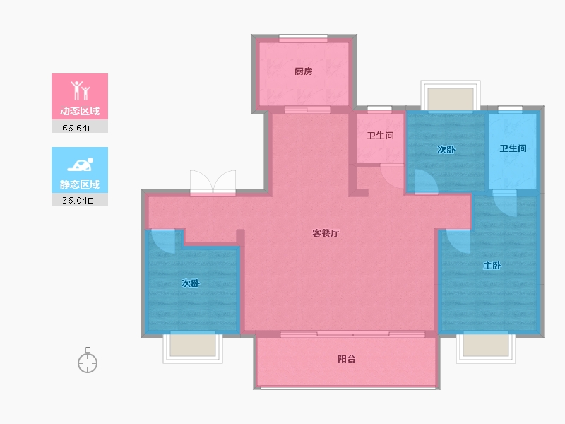 福建省-福州市-融创观澜云顶-102.40-户型库-动静分区