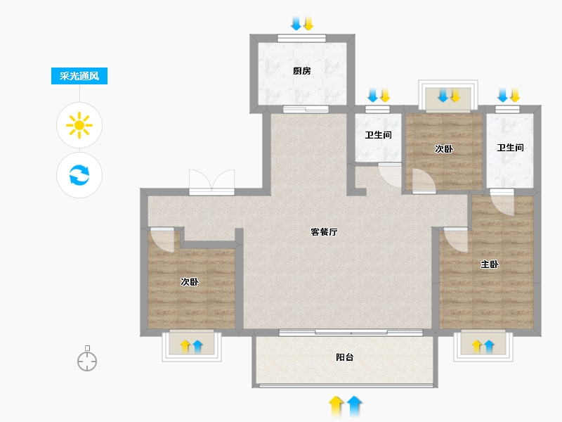 福建省-福州市-融创观澜云顶-102.40-户型库-采光通风