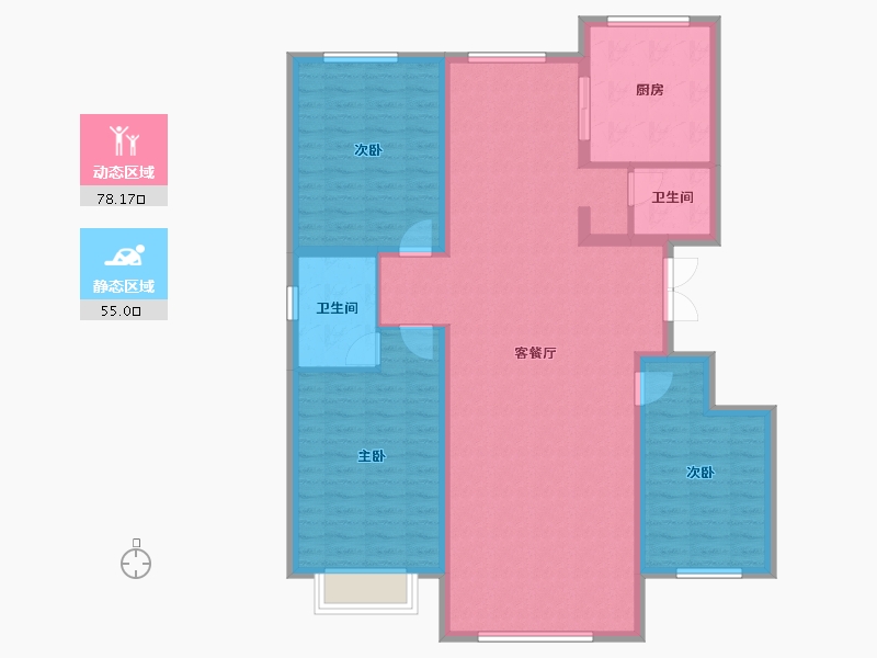 内蒙古自治区-锡林郭勒盟-东方国际一号院-119.78-户型库-动静分区