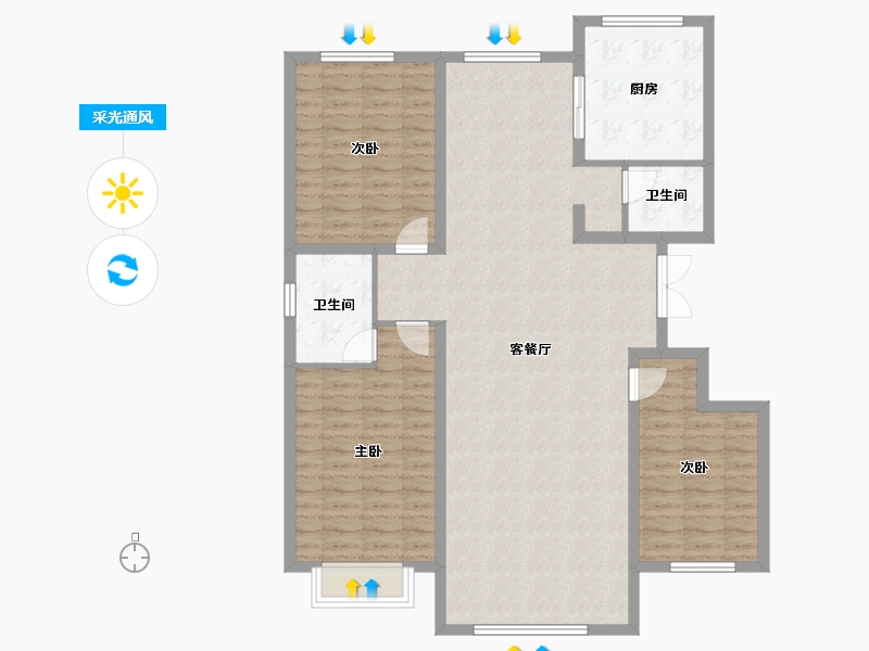 内蒙古自治区-锡林郭勒盟-东方国际一号院-119.78-户型库-采光通风