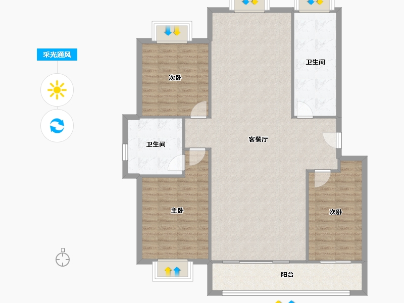 山东省-青岛市-悦海花园-147.00-户型库-采光通风