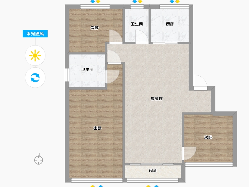 广东省-深圳市-世界花园-米兰居-79.20-户型库-采光通风