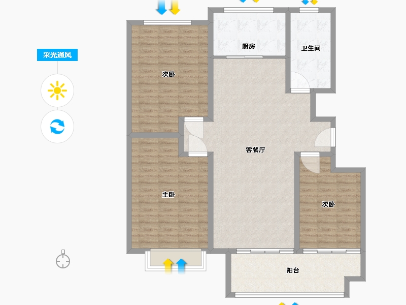 山东省-临沂市-滨河壹号-122.00-户型库-采光通风