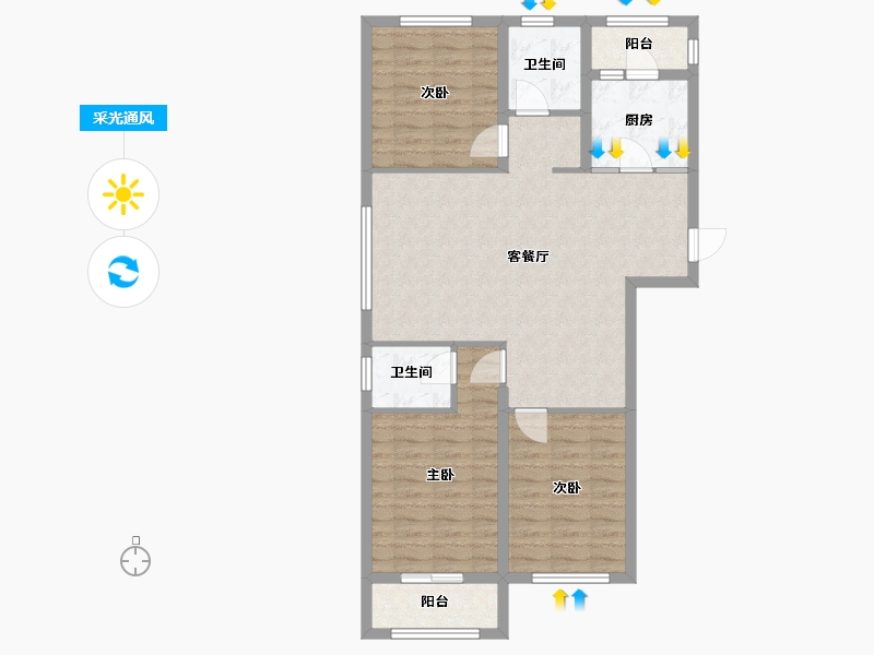 河北省-沧州市-东光城市广场-104.80-户型库-采光通风