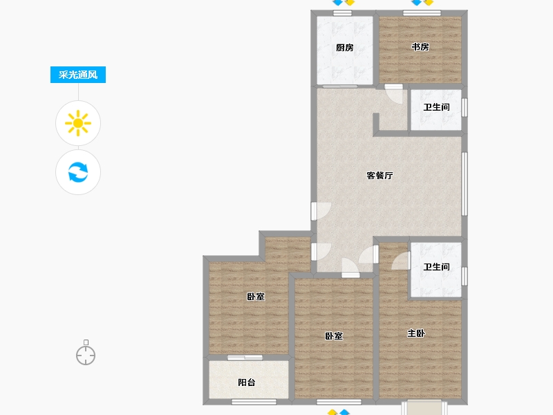 山东省-潍坊市-紫御宫馆-125.00-户型库-采光通风