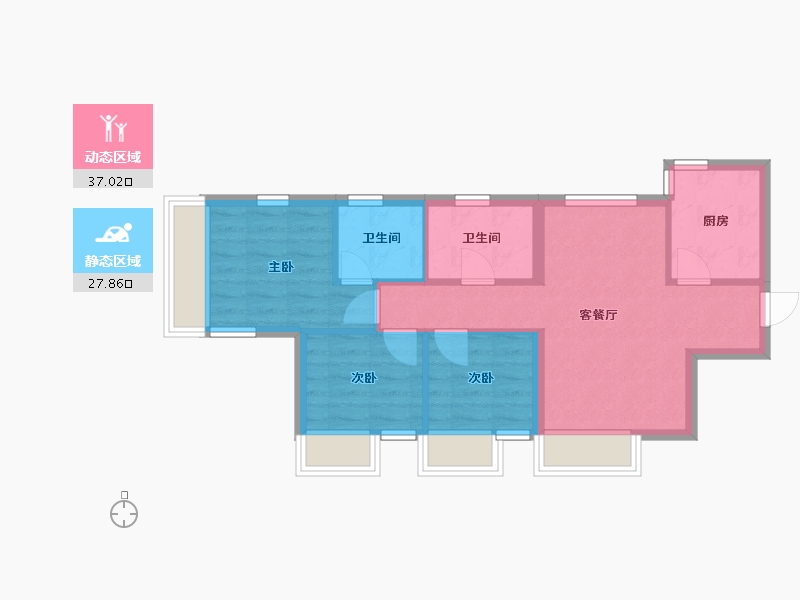 香港特别行政区-观塘区-都成-57.60-户型库-动静分区