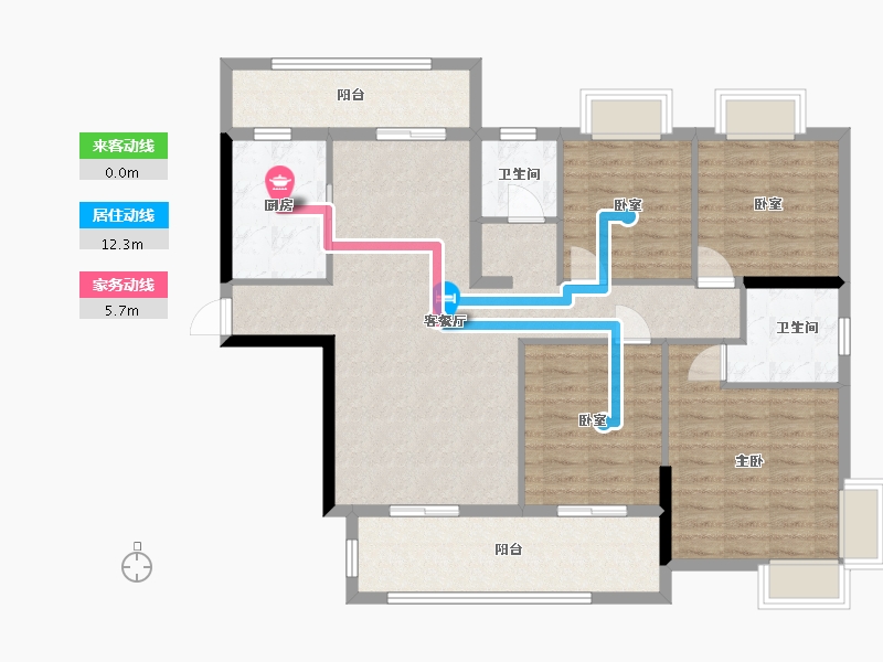 湖南省-怀化市-大汉龙城-116.80-户型库-动静线