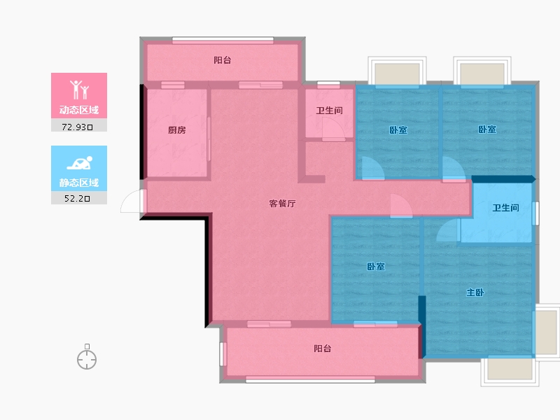 湖南省-怀化市-大汉龙城-116.80-户型库-动静分区