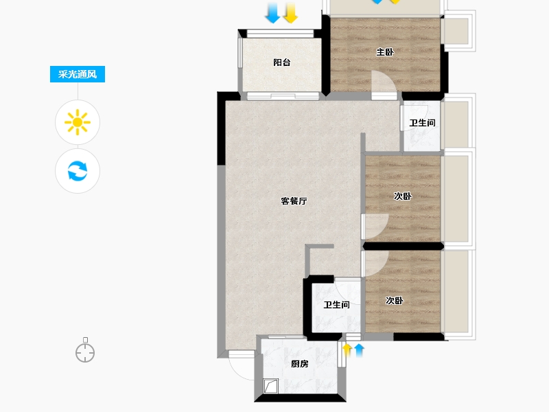 四川省-成都市-源滩国际社区-65.06-户型库-采光通风