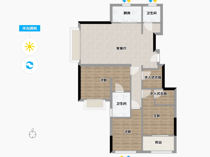 江苏省-南京市-江望-96.80-户型库-采光通风