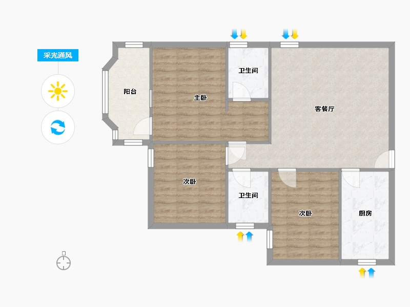 广东省-广州市-怡景花园-82.40-户型库-采光通风