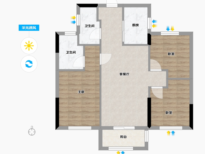 福建省-福州市-大东海中央府-70.00-户型库-采光通风